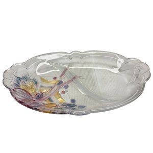 Vintage Mikasa Holiday Bells Textured Crystal Divided Relish Dish